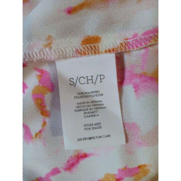 Cabi Size Small 'Drop-Off' Multicolor Terracotta Pink Printed Smocked Blouse Top - Picture 6 of 8